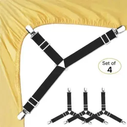 Imposta 4pcs cinghie elastiche fogli letti clip per pinze regolabili cinghie per materasso per la sospensione coperte di rivestimento della cintura scivolosa