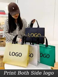 Sacos de armazenamento 100 Pçs/lote Não-Tecido Compras Eco Promocional Reciclável Tote Personalizado Uma Cor Impresso Logotipo Livre Design