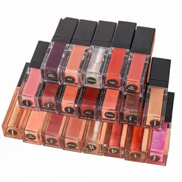 lipgloss Free Private Label Cosméticos Atacado Lip Gloss Faça sua própria marca Vegan Maquiagem Matte Liquid Lipstick Black Tube 67eP #