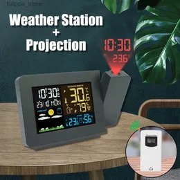 Orologi da tavolo da tavolo Orologio da tavolo a LED per interni ed esterni UE con proiezione temporale Stazione meteorologica Allarme digitale Snooze Temperatura umidità L240323