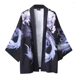 Men's T Shirts Fashion Tops Loose Cardigan Blouses Slim Fit European American Style Five Point Blouse And Cloak Top Summer Jacke