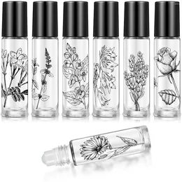 Aufbewahrungsflaschen 10 Stück ätherisches Öl Roller 10 ml leer für Öle Lippenglas nachfüllbarer Behälter bedruckt