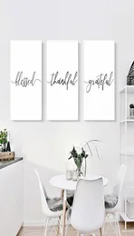 Minimalist Thankful Blessed Term Wall Art Canvas Poster Print Quotes letters Grateful Life Painting Pictures For Living Room Home 1154645