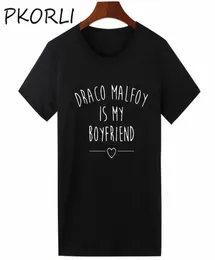 Pkorli Tumblr TShier Mulheres Letras Impressas Draco Malfoy É Meu Namorado Camiseta Casual Manga Curta Hipster Camisetas Engraçadas 2009258037855