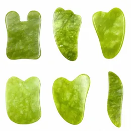 Natural Jade Gua Sha Scraper Board Face Massager Facial Gua Meridian Muscle Relaxati Skin Lyft Face Thin Gouache Scraper 537E#