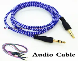 35mm WAVY Audio Cable 1M 3ft flätad vävförlängning Male Jake Stereo Aux Auxiliary Cord för iPhone Samsung HTC Mobiltelefon MP4 9616075