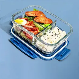 Style Lunch Box Glass 1050 ml Microwave Bento Food Storage School Food Containers Fack 240312