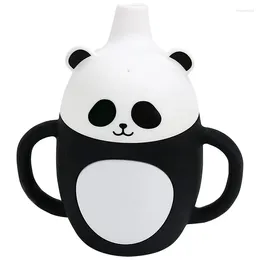 Кружки для малышей, чашка-непроливайка, детская силиконовая брызгозащищенная соломенная панда