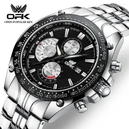 Wristwatches OPK 6020 Fashion Quartz Watch For Men Stainless Steel Original Luxury Hand Clock 40mm Big Dial Top Brand Man Dress Watches 2024