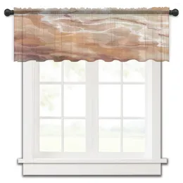 Curtain Beach Waves Bohemian Gradient Małe okno Valance Sheer krótka sypialnia wystrój domu Voile Drapes