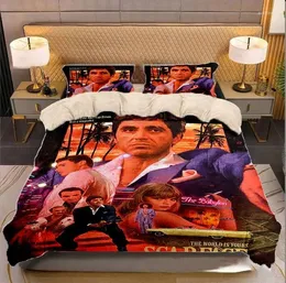 Set di biancheria da letto Scarface Set di velluto di latte stampato in 3D Copripiumini Federe per cuscini Copripiumino trapuntato (taglie US/EU/AU) 2