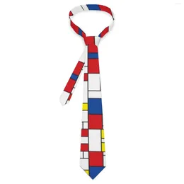 Bow Ties męs krawat retro kratą szyję geometryczne de stijl współczesna sztuka kawaii zabawny kołnierz niestandardowy codzienny noszenie krawat akcesoria