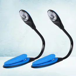 Tischlampen 2 Stück 017 W Stilvolle flexible tragbare Reisebuch-Leselampe Lampe Mini-LED-Clip-Buchleuchte mit Knopf (blau)