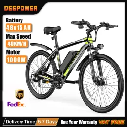 Bisiklet Deepower 500W Yetişkinler Ebike Elektrikli Bisiklet Bisiklet 48V 15AH 26 İnç Yağ Lastik Elektrik E Bisikletleri Dağ Ebikes Ücretsiz Nakliye