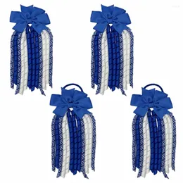 Hair Accessories Women Girl's Long Tassel Korker Plaid Gingham Ponytail Holders Zespół Klip 8.7 '' Fashion Headwear 4pcs/set