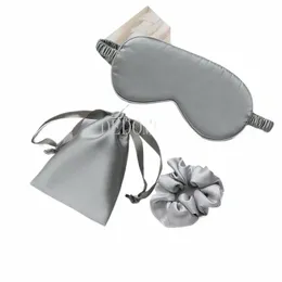 3pcs / Set Slee imitato seta notte maschera per gli occhi aiuto per dormire aiuti benda con sacchetto di stoffa benda sull'occhio resto per uomo donna traspirante y5C9 #