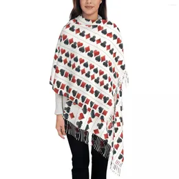 Schals Warmer weicher Schal Winter-Poker-Tücher und Wickel-Abstrakte Herz-Grafik-Foulard-Damen-beiläufiger Kopf