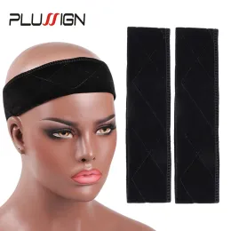 Redes de cabelo plussign ajustável velet elástico bandana ampla estiramento elástico faixa de cabelo peruca aperto banda 6 pçs/lote bege preto cor da pele