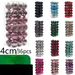 Party Decoration 4cm Plastic Electropated Christmas Ball 36pcs/Set Colored Round Xmas Tree Hanging Pendant Home