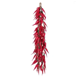 Fiori decorativi 5 pezzi Peperoncino Modello Decorazione Viti Ornamento Ciondolo rosso Simulazione Verdure finte Po Impiccagioni Finestra Schiuma Muro asciutto