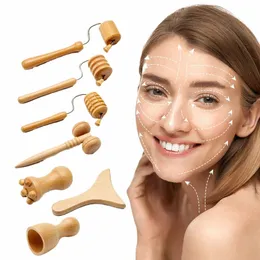 Vara de levantamento facial Removedor de rugas Rosto de madeira Spa Massager Maderoterapia Rosto Emagrecimento Rolo de massagem Terapia de madeira Gua sha I4Za #