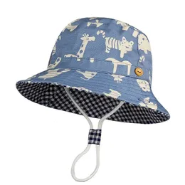 Summer Children Caltoon Cartoon Bucket Cap dla chłopców drukujący kwiatowe dziewczynki Sun Hat Flower Dzieci Bonnet 240315