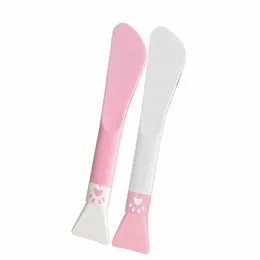 carino Paw Silice Maschera per il viso Pennello Raschietto Doppia testa Maschera per il viso Pennello per fango Strumenti per la bellezza del viso Pennello per la pulizia del viso w202 #