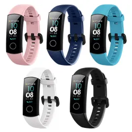 Tillbehör smart armband för Huawei Honor Band 4 5 Rem mjuk silikonfärg Fitness Tracker Titta på smart armband rem för Huawei 100 st
