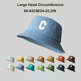 63 cm plus storlek hink hattar för män kvinnor sommar stora huvud panama bob brev hip hop caps utomhus solskade solfiskare hatt 240409