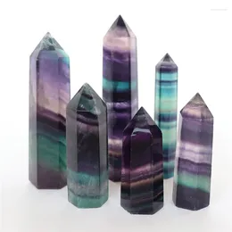 Decorative Figurines Room Decor Natural Geode Fluorite Crystal Colorful Striped Amethyst Quartz Stone Point Healing Hexagonal Wand Home