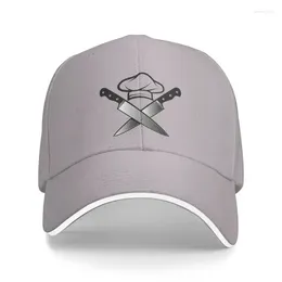 Ball Caps Custom Funny Cooking Skull Knife Chef Baseball Cap For Men Women Adjustable Dad Hat Outdoor