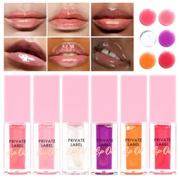 Óleo labial de marca própria 6ml, brilho labial personalizado, brilho labial em massa, 7 sabores, hidratante de cereja, filme anti-secagem, maquiagem, boné rosa fofo