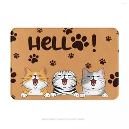 カーペットかわいい猫愛好家ノンスリップドアマット歓迎ハローバスルームマットカーペット屋内モダンな装飾