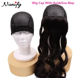 Hairnets Frontal Map Caps For Wig Making Mesh Dome Wig Cap With Guideline Map For Beginner Black Wig Cap With White Line Hairnet 5*5 Inch