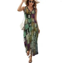 Casual Dresses Paint And PrintChessboard Chess Pieces Pattern Sleeveless Dress Loose Summer Prom