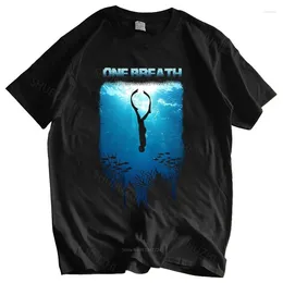 Erkekler Tişörtler Erkek O yaka Tshirt Moda Marka T-Shirt Siyah Tee FreeViving Bir Nefes Dalış Apnoe Okyanus Deniz