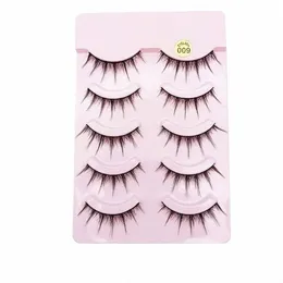 30set/lot 5 Pairs Handmade Self Adhesive Chemical Fiber Realistic Natural Color Makeup Tools False Eyel HA2322 y4HT#