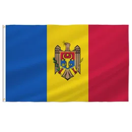 Accessories PTEROSAUR Moldova Flag 60x90cm 90x150cm, Moldova Moldavian National Flag with Brass Grommets for Indoor Outdoor Decor Banner