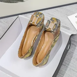 Pompe pompe Nuove scarpe sottili a testa quadrata a molla poco profonde in pelle di serpente trend -medimensionali non stanchi piedi da 3 cm