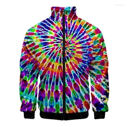 Giacche da uomo Tie-dye 3D Stampa digitale Collare con cerniera con cerniera uomo/donna Streetwear a manica lunga abiti comodi capri da maschio