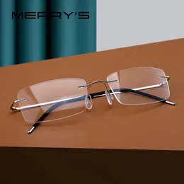 MERRYS DESIGN Men Alloy Rimless Glasses Frame Male Square Ultralight Man Frameless Myopia Optical Frames Eyewear S2227 240322