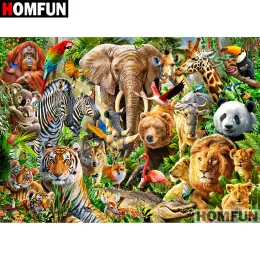 Stitch Homfun Full Square/Round Drill 5D Diamond Diy Diamond dipinto "Zoo Animals" Ramitine Cross 5D Home Decor Regalo A07139