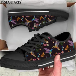 Casual Shoes InstantArts Spring/Autumn Flats Woman Classic Walking Canvas Hummingbird and Floral Print Vulkaniserade sneakers