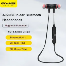 Hörlurar AWEI A920BL Bluetooth trådlösa hörlurar Sportörhängen Handsfri headset Magnetfunktion för mobiltelefoner Gratis frakt