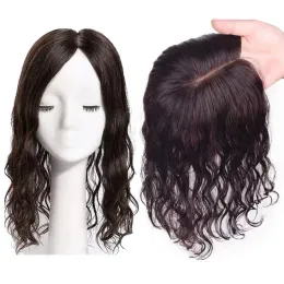 Toppers natürliche wellige Seidenbasis menschliches Haartopper 5'x5 '' Women Toupee Brazilian Jungfrau Friseur 15x16cm Kopfhautoberflächen -Overlay Curly Hair