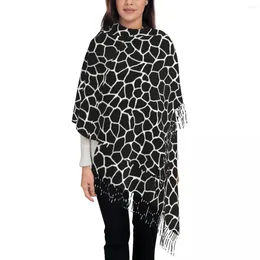 Scarves Giraffe Print Scarf Black And White Animal Outdoor Shawls Wrap With Long Tassel Lady Y2k Cool Wraps Winter Foulard