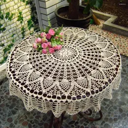 Table Cloth Round Handmade Crochet Openwork Tablecloth Cotton Lace Mat Placemat Vintage 70/80/90cm