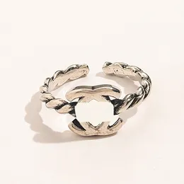 20style Luxurys Einfacher Marken-Designer-Ring aus vergoldetem Silber, Buchstaben-Band-Ringe für modischen Damenschmuck, Diamant, elegant, verstellbar, Geschenk für Damen