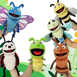 Insect Soft Stuffed Toy Doll Dragonfly Ants butterfly Ladybug Cospaly Plush Doll Educational Baby Toys Kawaii Hand Finger Puppet 240321