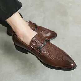 Крокодиловая весенняя обувь 52, кожаные модные лоферы с повседневным узором, мужские деловые лоферы без шнуровки на толстой подошве с острым носком